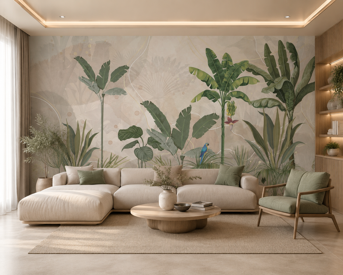 Tropical Serenity Botanical Wallpaper