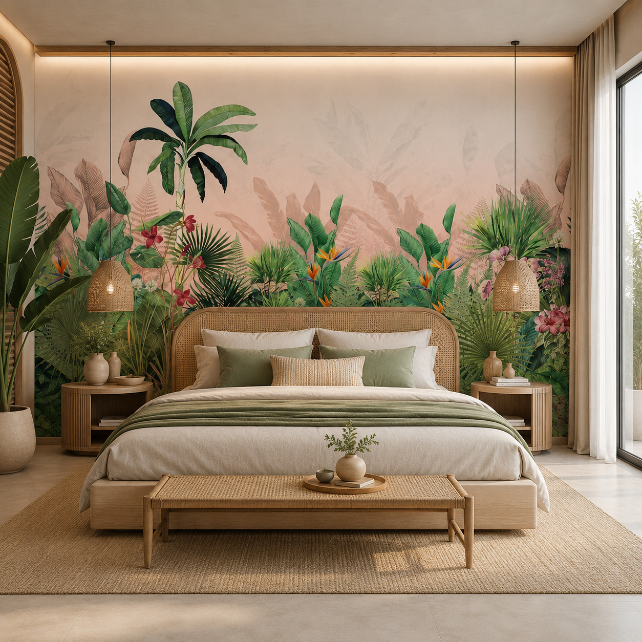 Tropical Blossom Garden Wallpaper