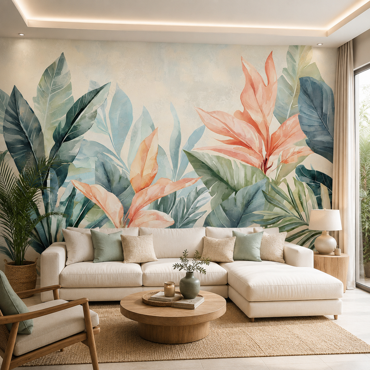 Tropical Watercolor Botanical Wallpaper