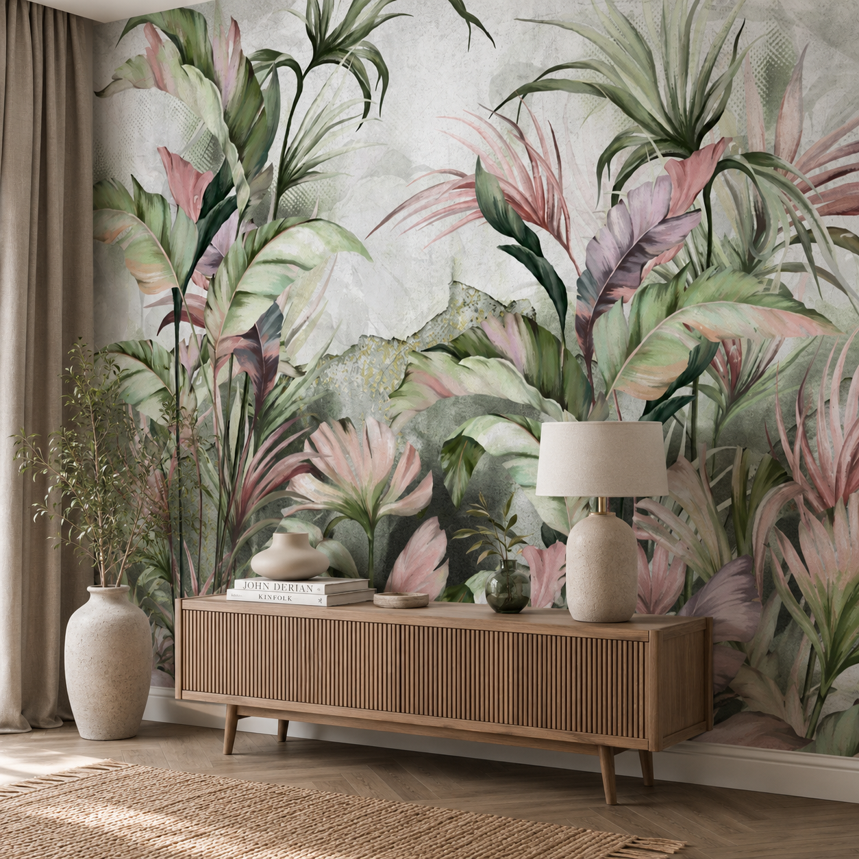 Soft Watercolor Tropical Wallpaper – Premium Botanical Wall Mural