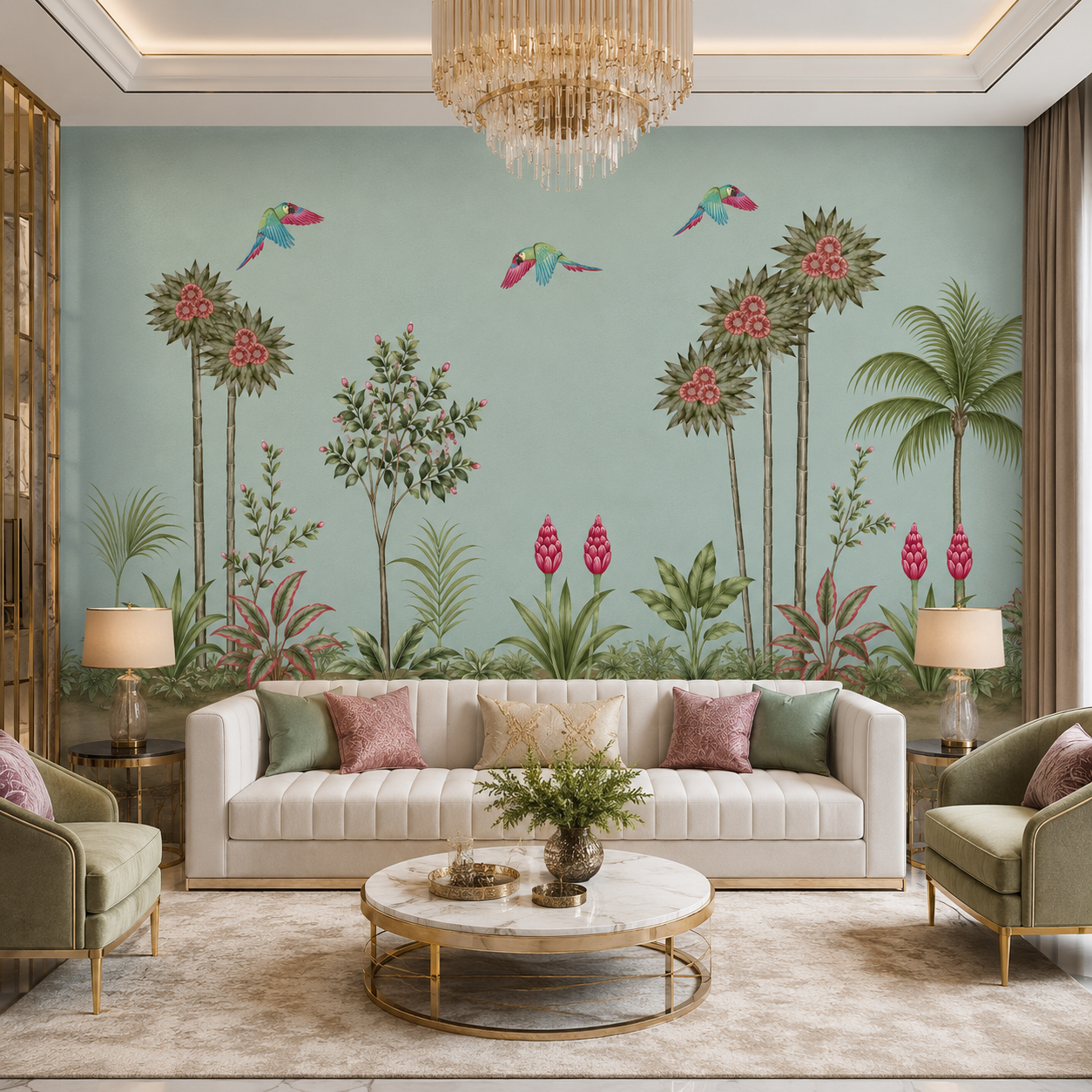 Luxury Tropical Garden Wallpaper – Premium Botanical Wall Mural