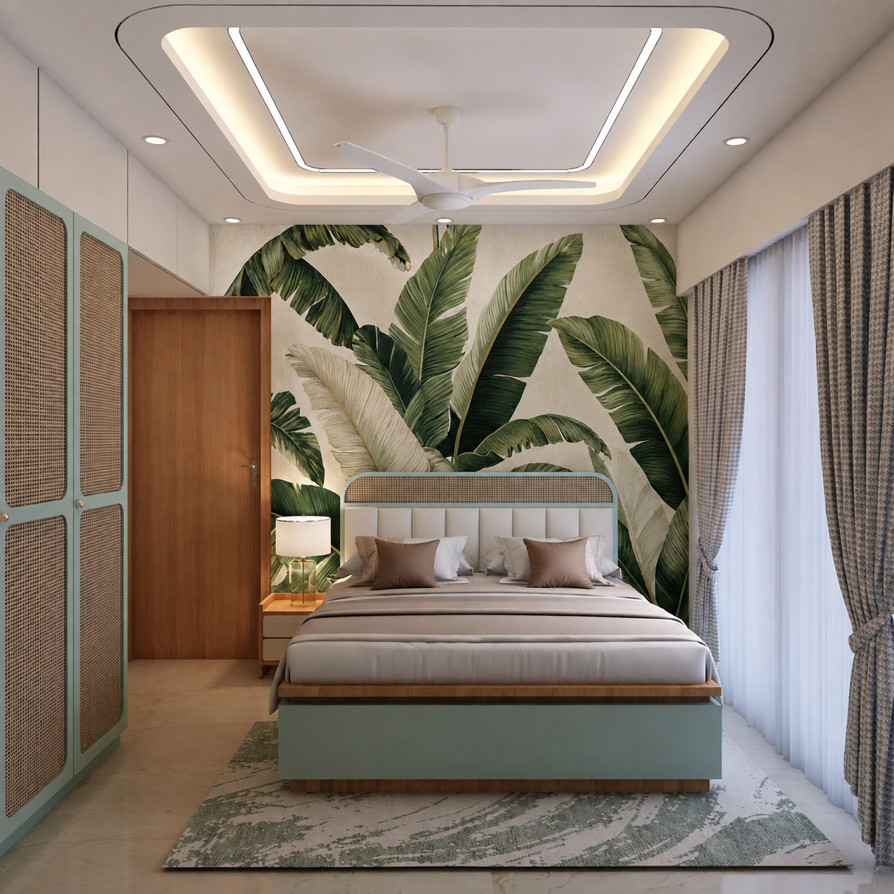 Elegant Green Tropical Banana Leaves Wallpaper | Botanical Wall Mural