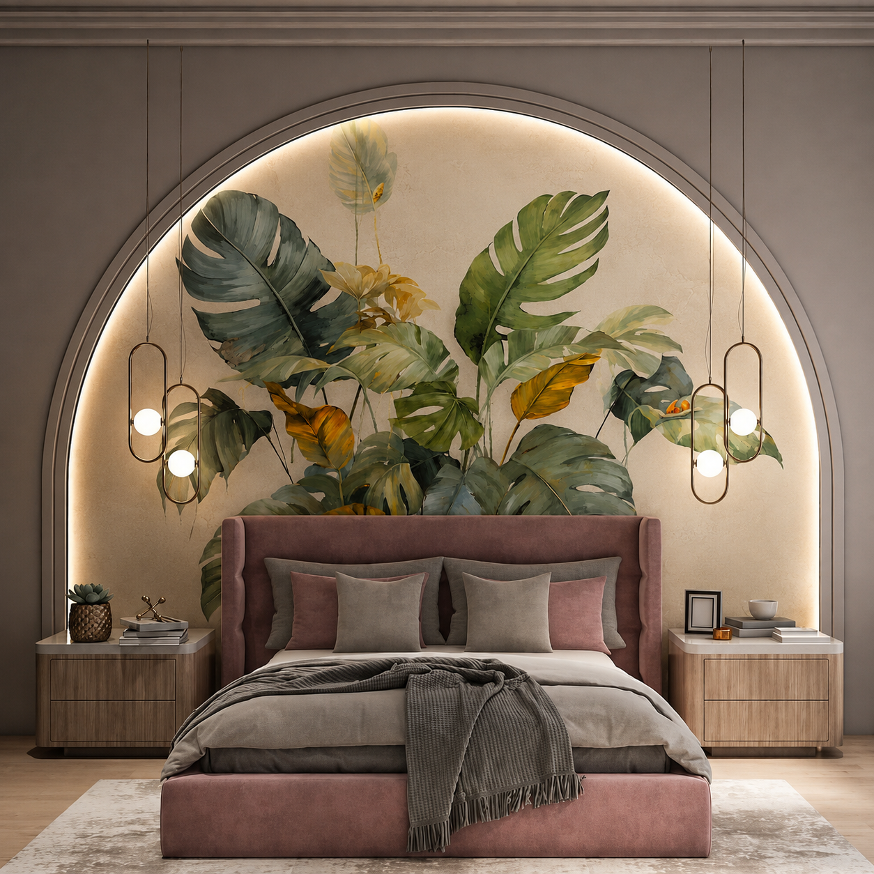Luxury Monstera Tropical Wallpaper | Green Botanical Wall Mural