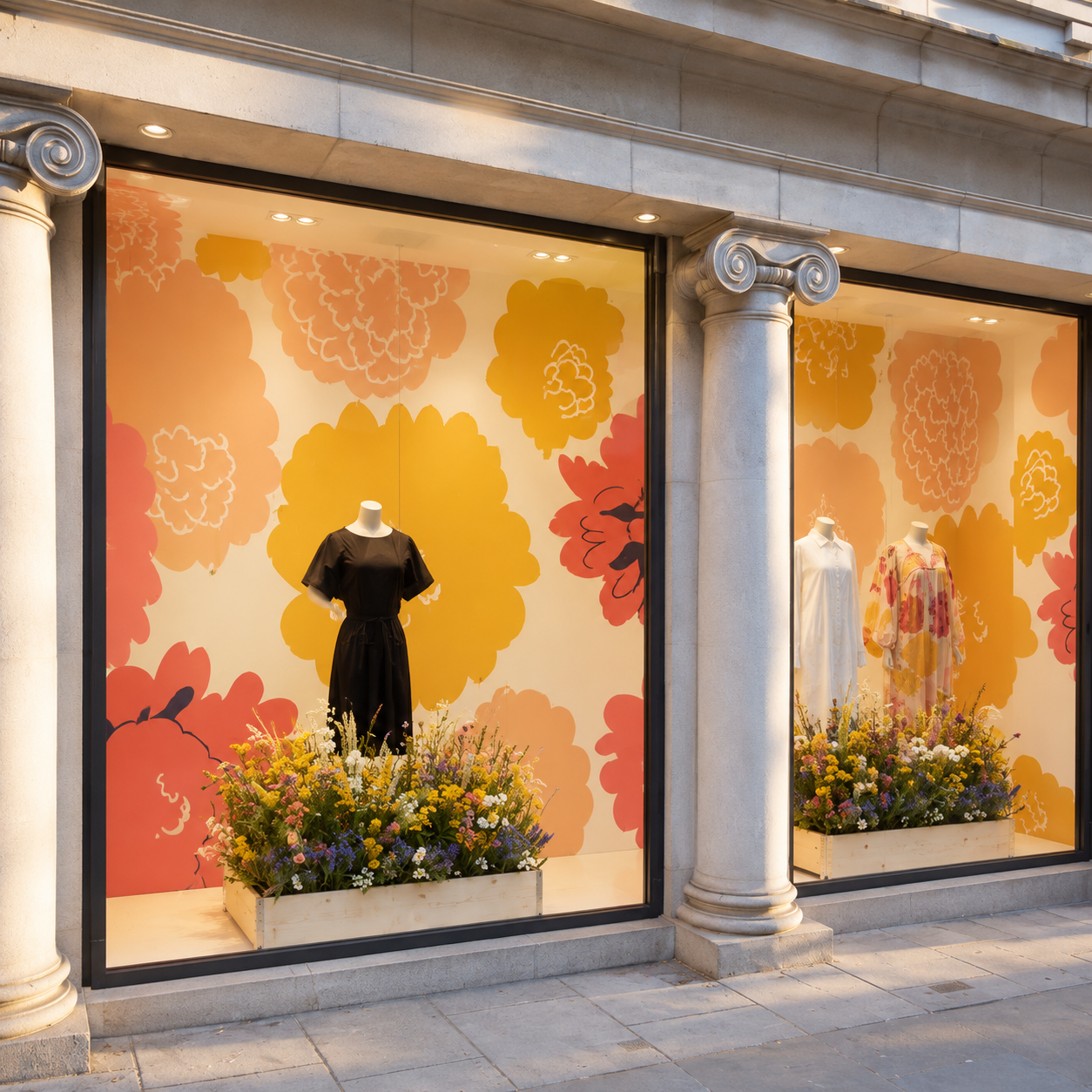 Floral Window Display Glass Film for Retail Stores & Boutiques