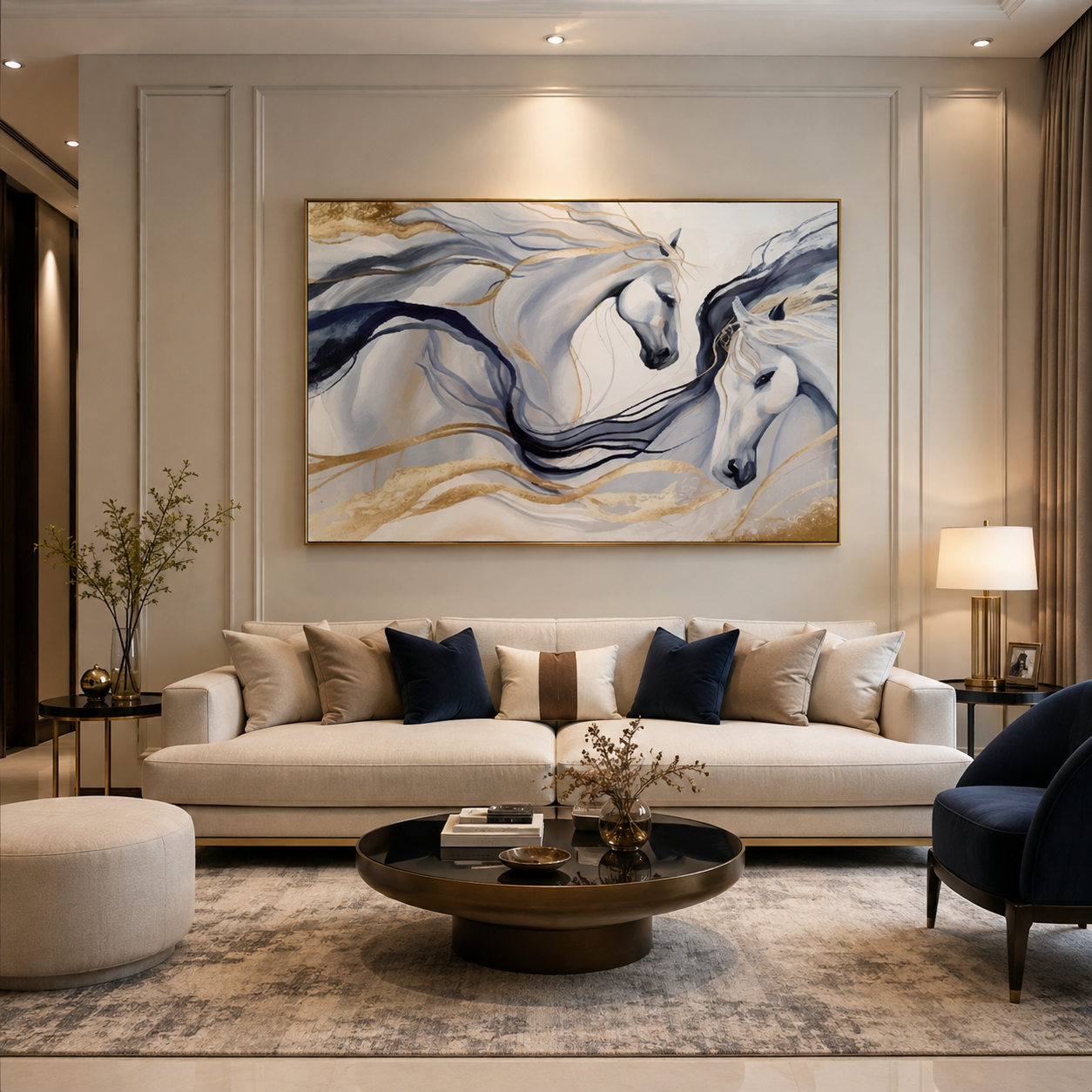 Majestic White Horses Canvas Wall Painting