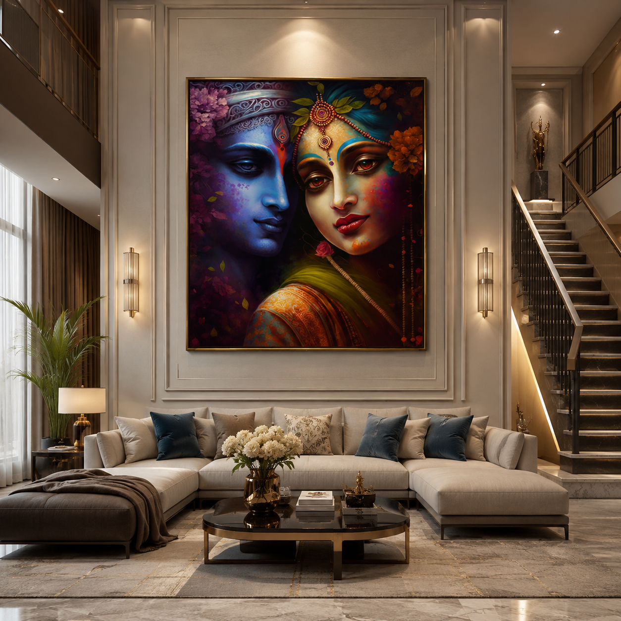 Divine Radha Krishna Premium Canvas Wall Painting