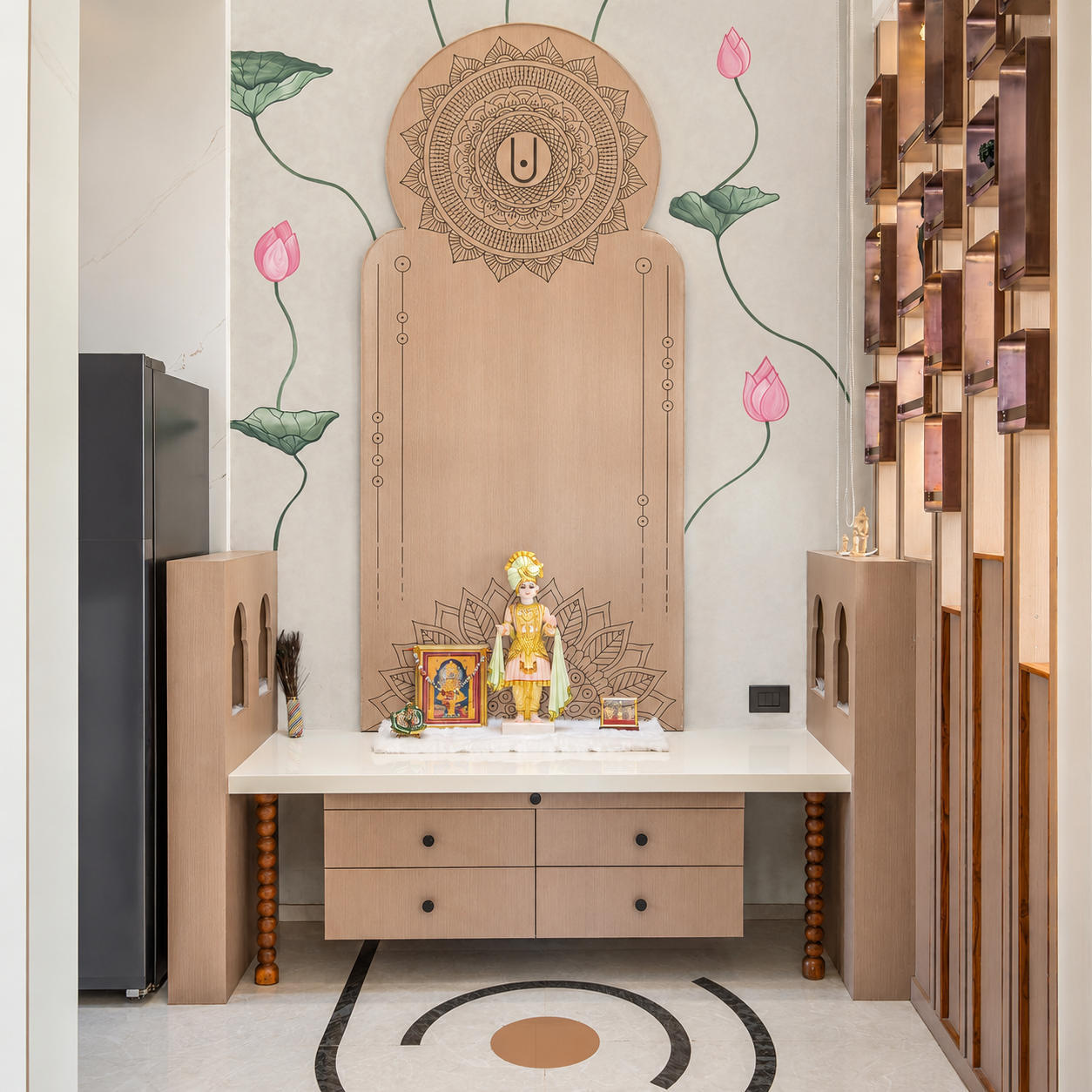 Sacred Lotus Mandala Temple Wallpaper | Premium Spiritual Wall Mural