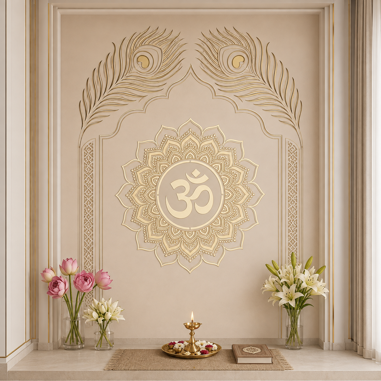 Golden Om Mandala Wallpaper | Luxury Spiritual Wall Mural