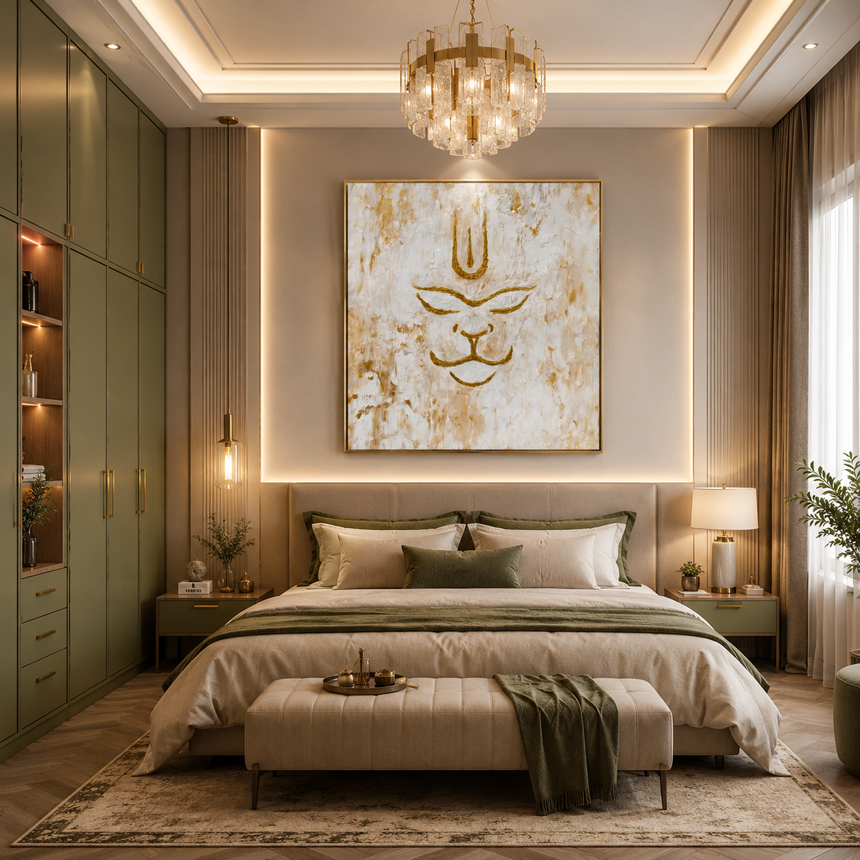 Divine Hanuman Golden Abstract Wall Art