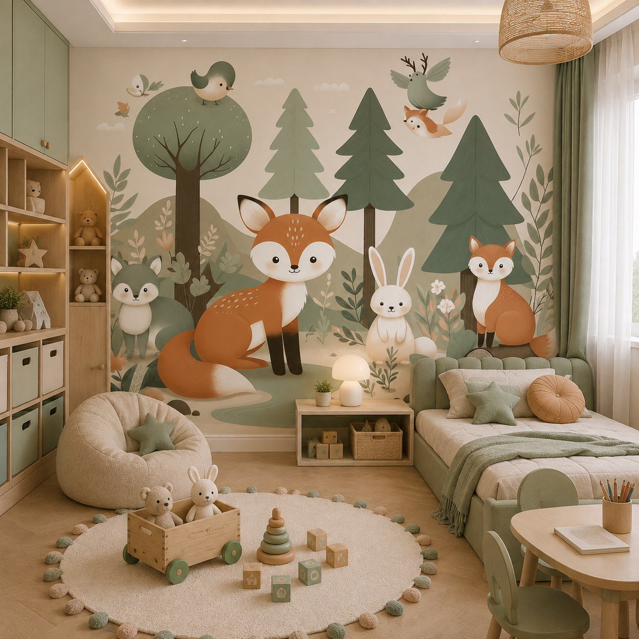 Enchanted Woodland Friends Kids Wallpaper