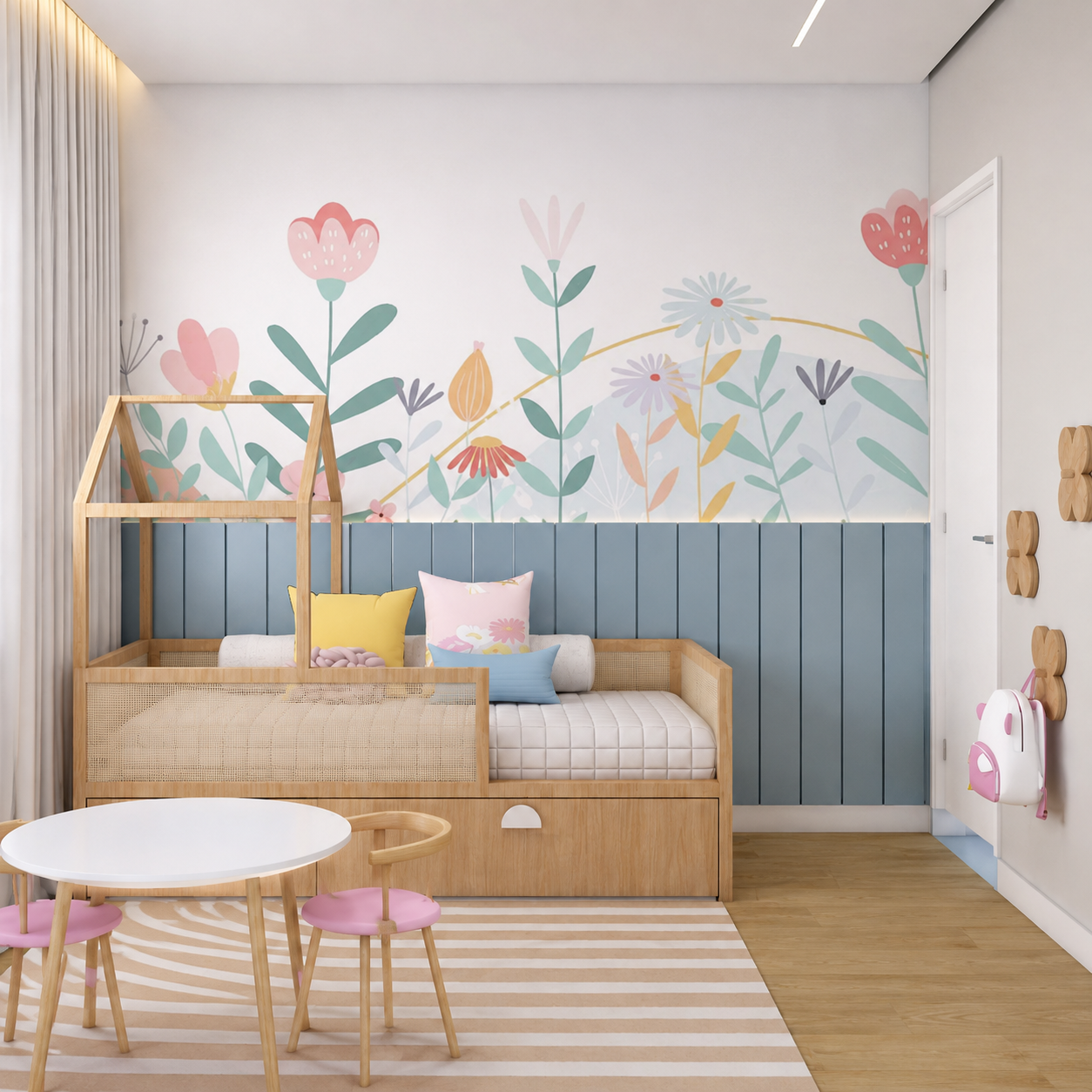 Pastel Bloom Garden Kids Wallpaper