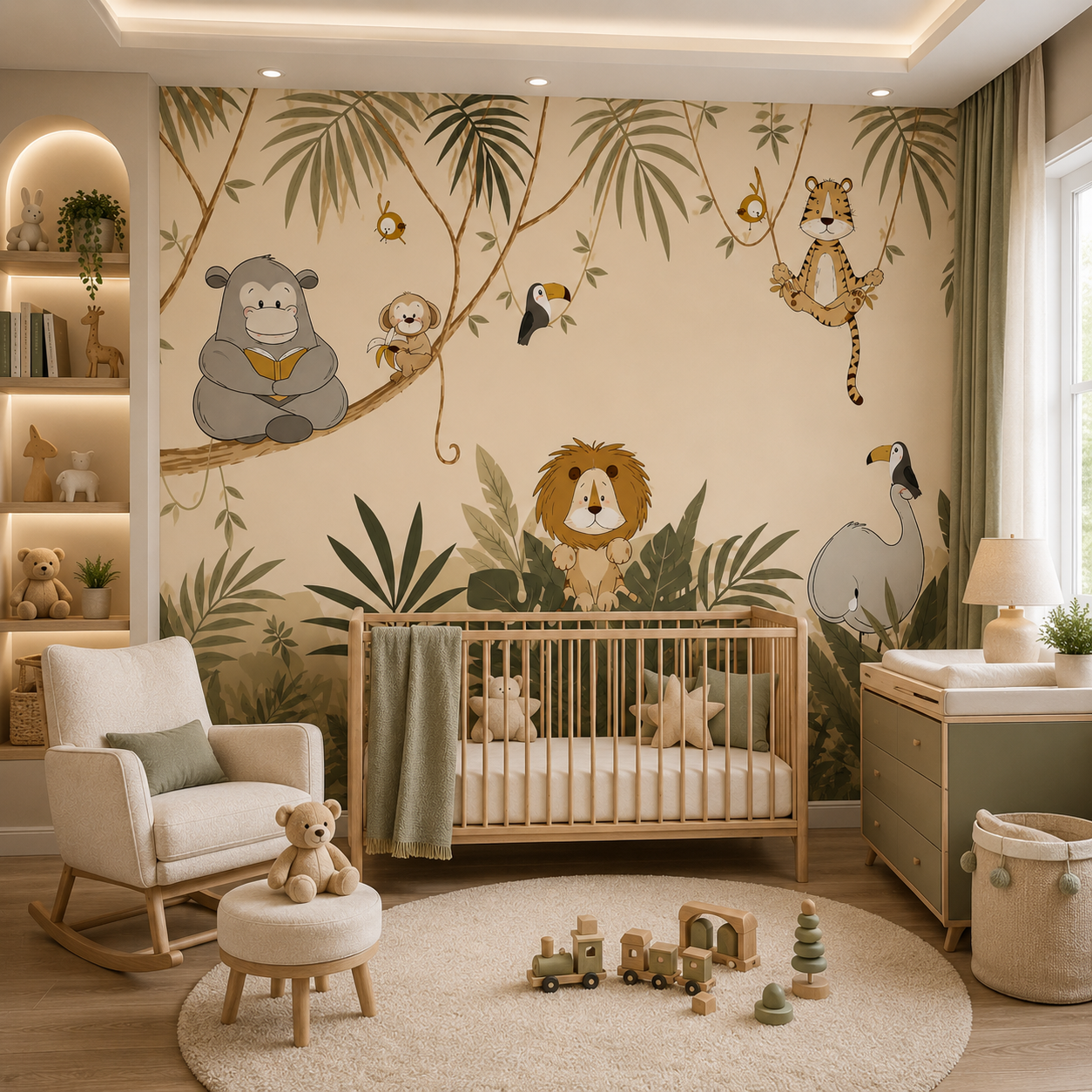 Whimsical Jungle Friends Kids Wallpaper