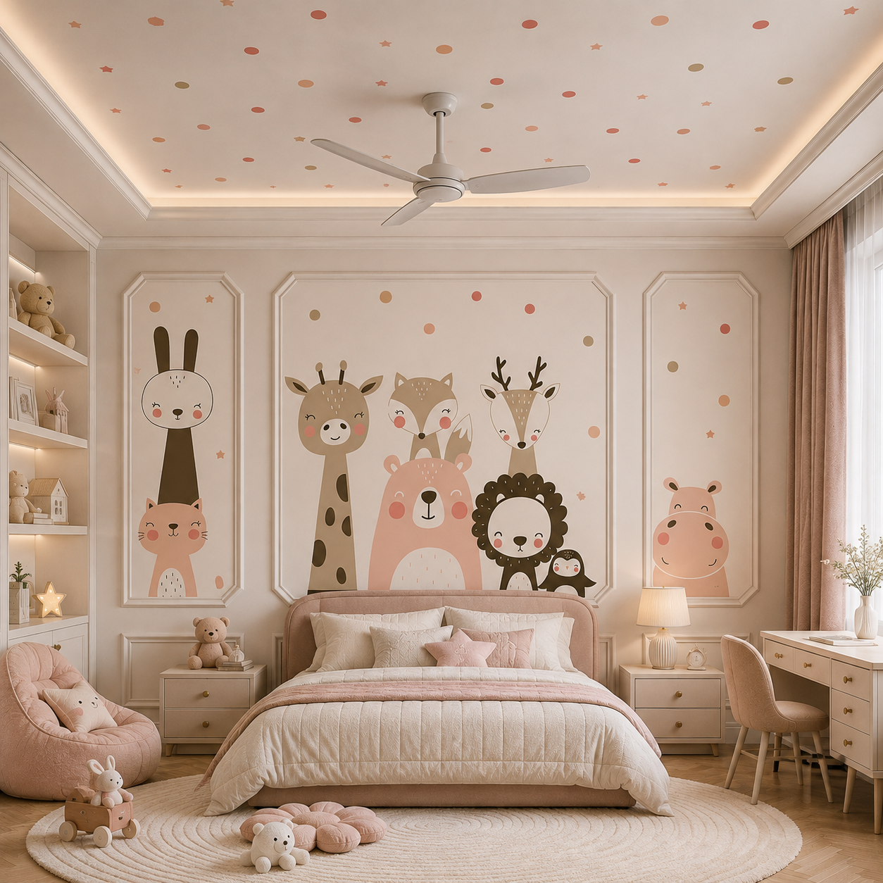 Pastel Animal Friends Kids Wallpaper