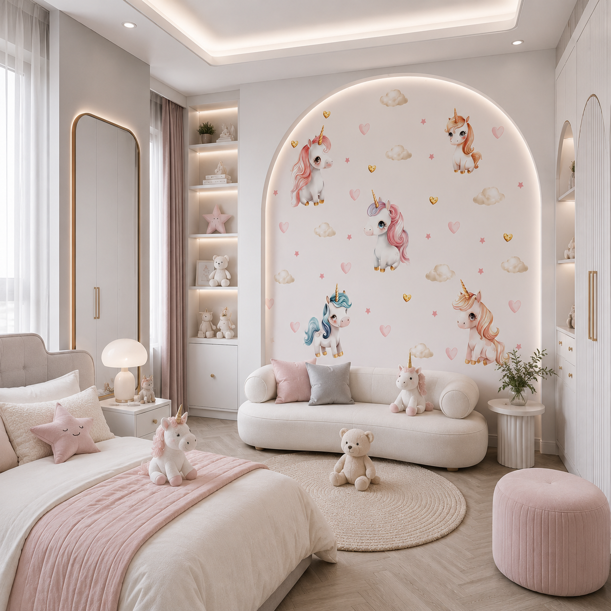 Dreamy Unicorn & Clouds Kids Room Wallpaper
