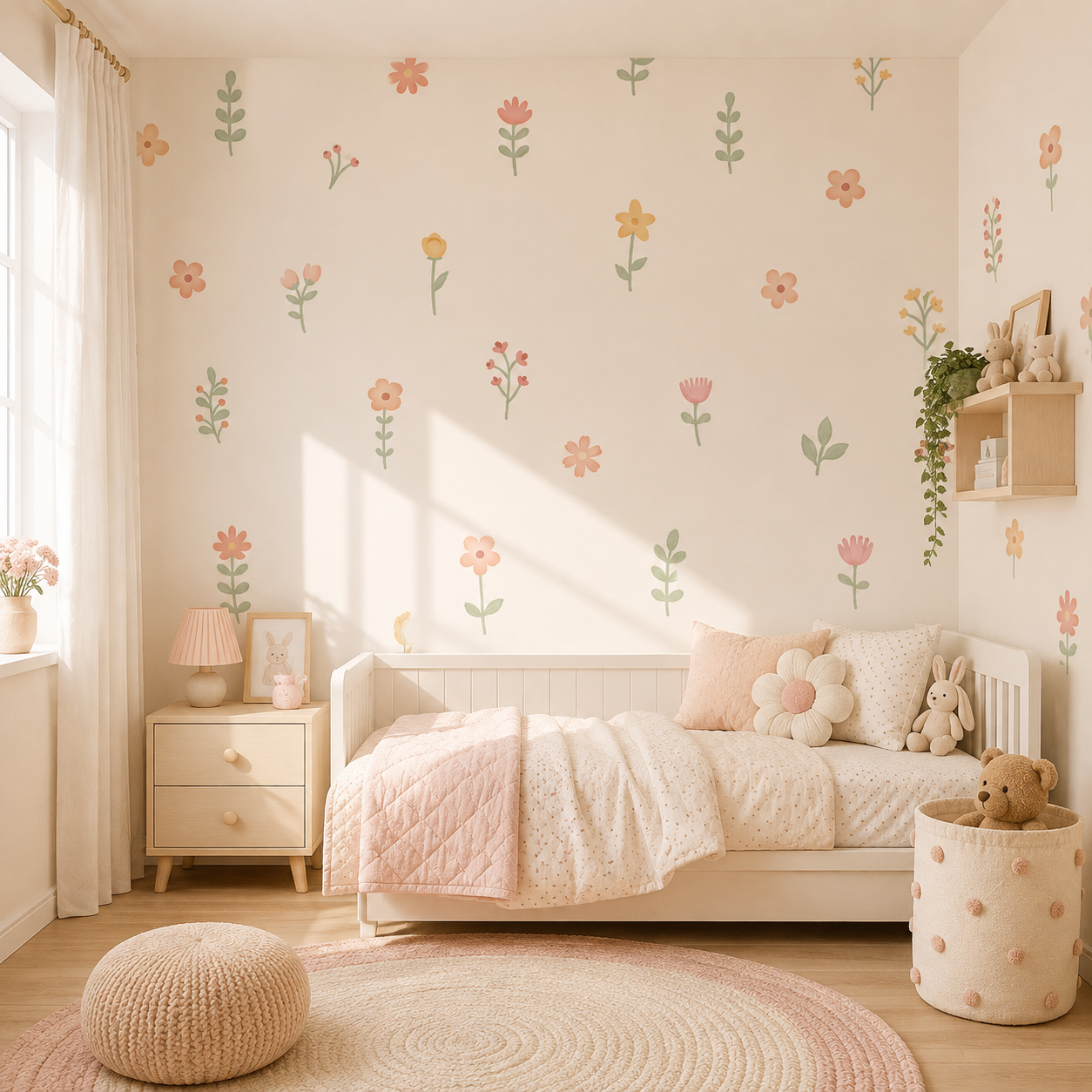 Little Bloom Pastel Floral Kids Wallpaper