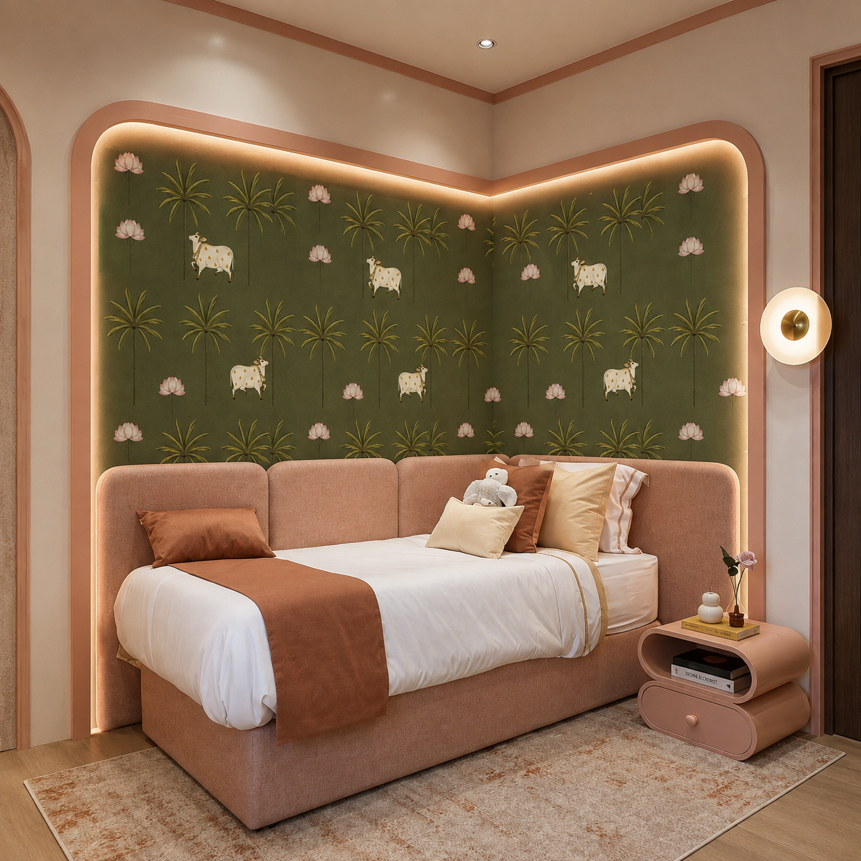 Sacred Cow & Lotus Heritage Wallpaper