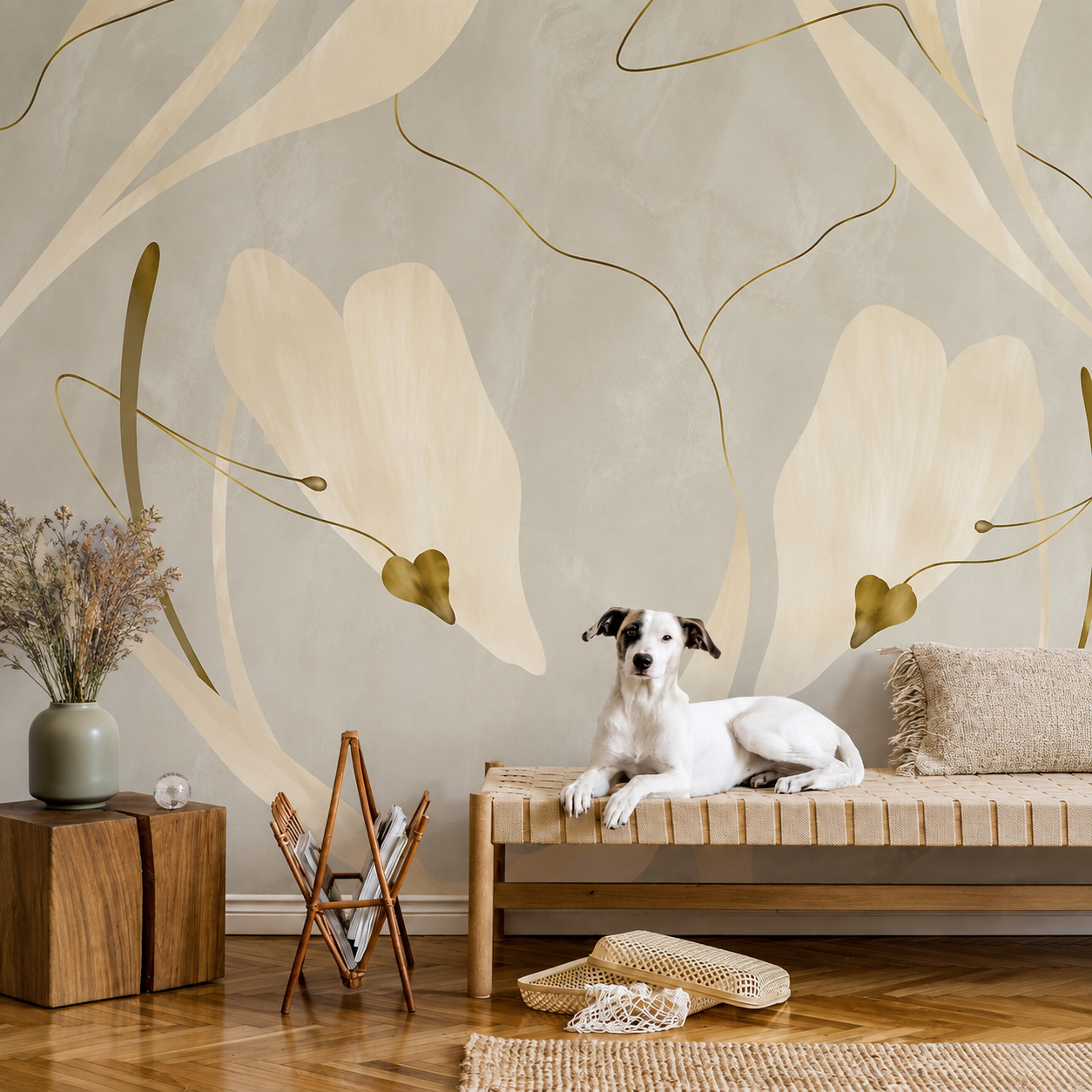 Ivory Bloom Luxury Abstract Wallpaper