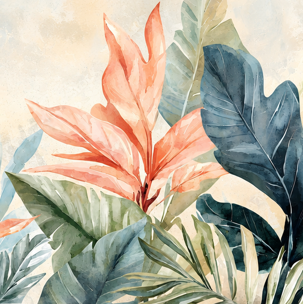 Tropical Watercolor Botanical Wallpaper thumb 3