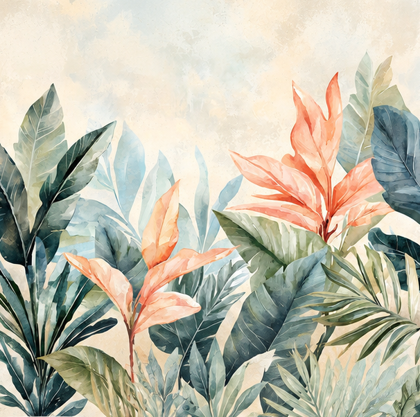 Tropical Watercolor Botanical Wallpaper thumb 4