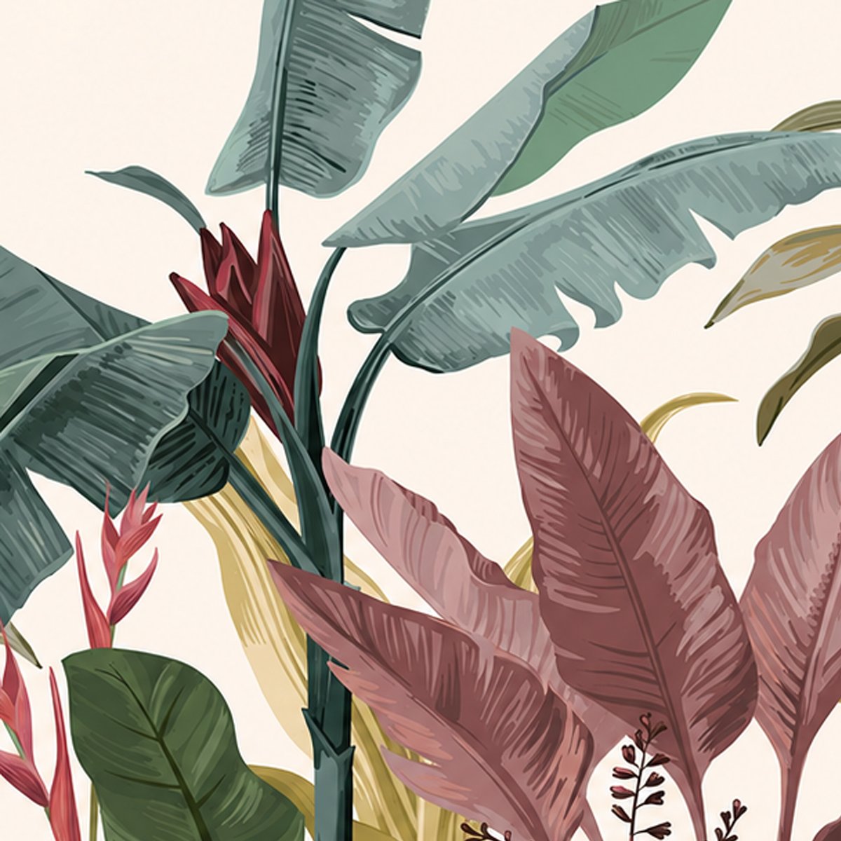 Luxury Tropical Botanical Wallpaper – Premium Bedroom Wall Mural thumb 3