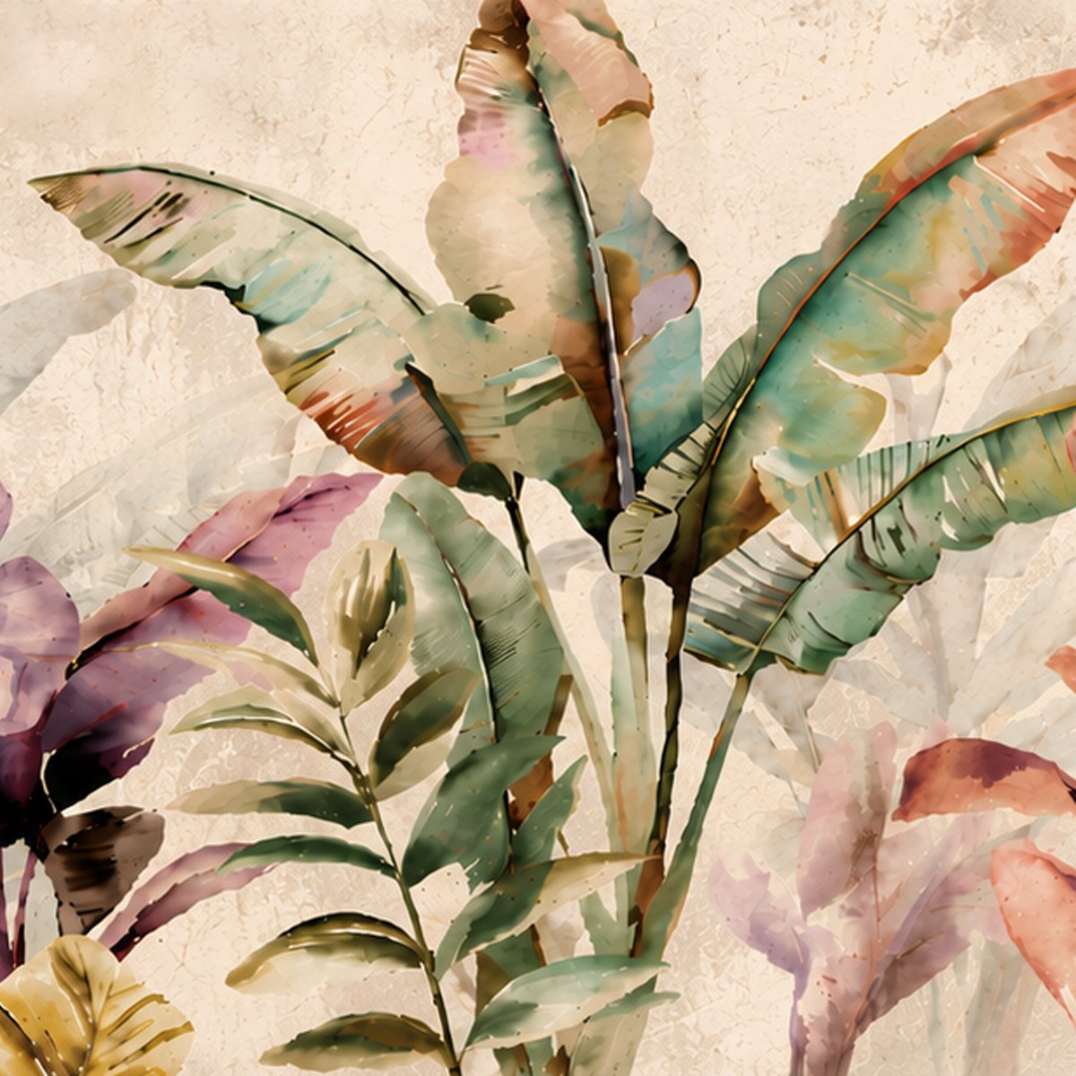 Watercolor Tropical Botanical Wallpaper – Premium Nature-Inspired Wall Mural thumb 3