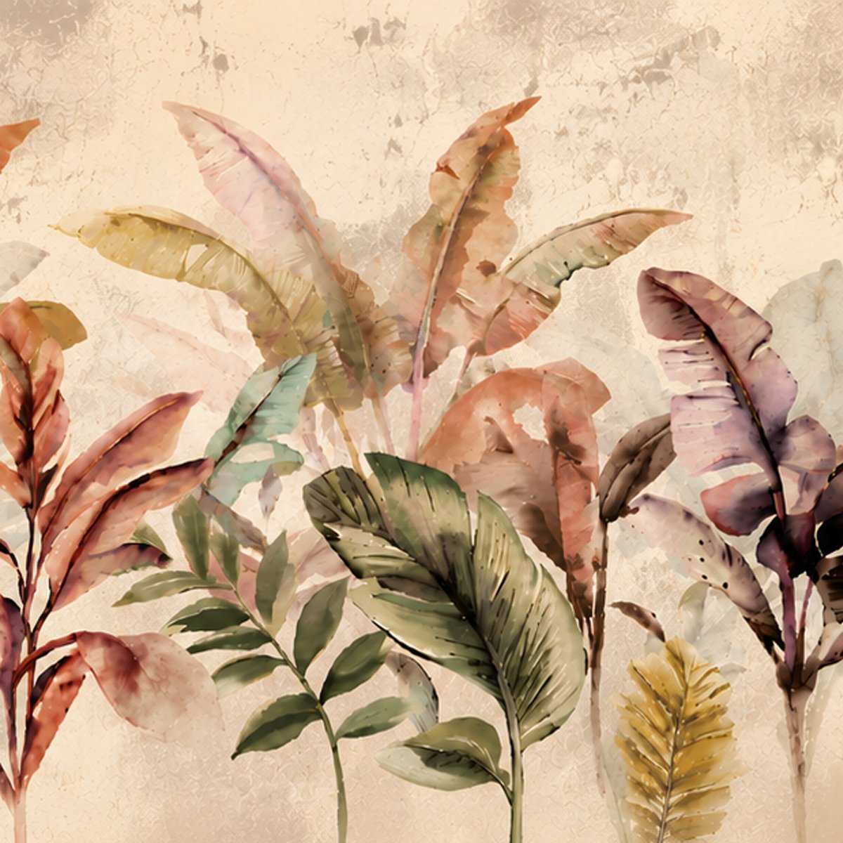 Watercolor Tropical Botanical Wallpaper – Premium Nature-Inspired Wall Mural thumb 4