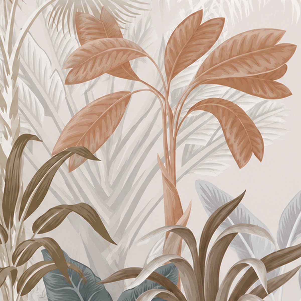 Pastel Tropical Botanical Wallpaper – Luxury Nature-Inspired Wall Mural thumb 2