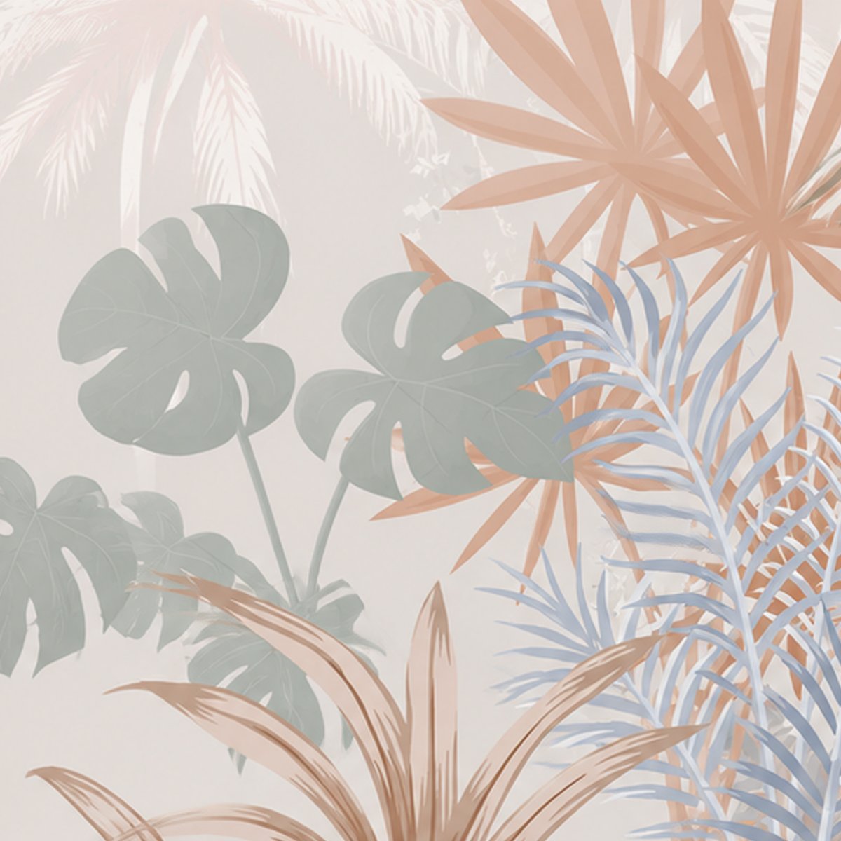 Pastel Tropical Botanical Wallpaper – Luxury Nature-Inspired Wall Mural thumb 3