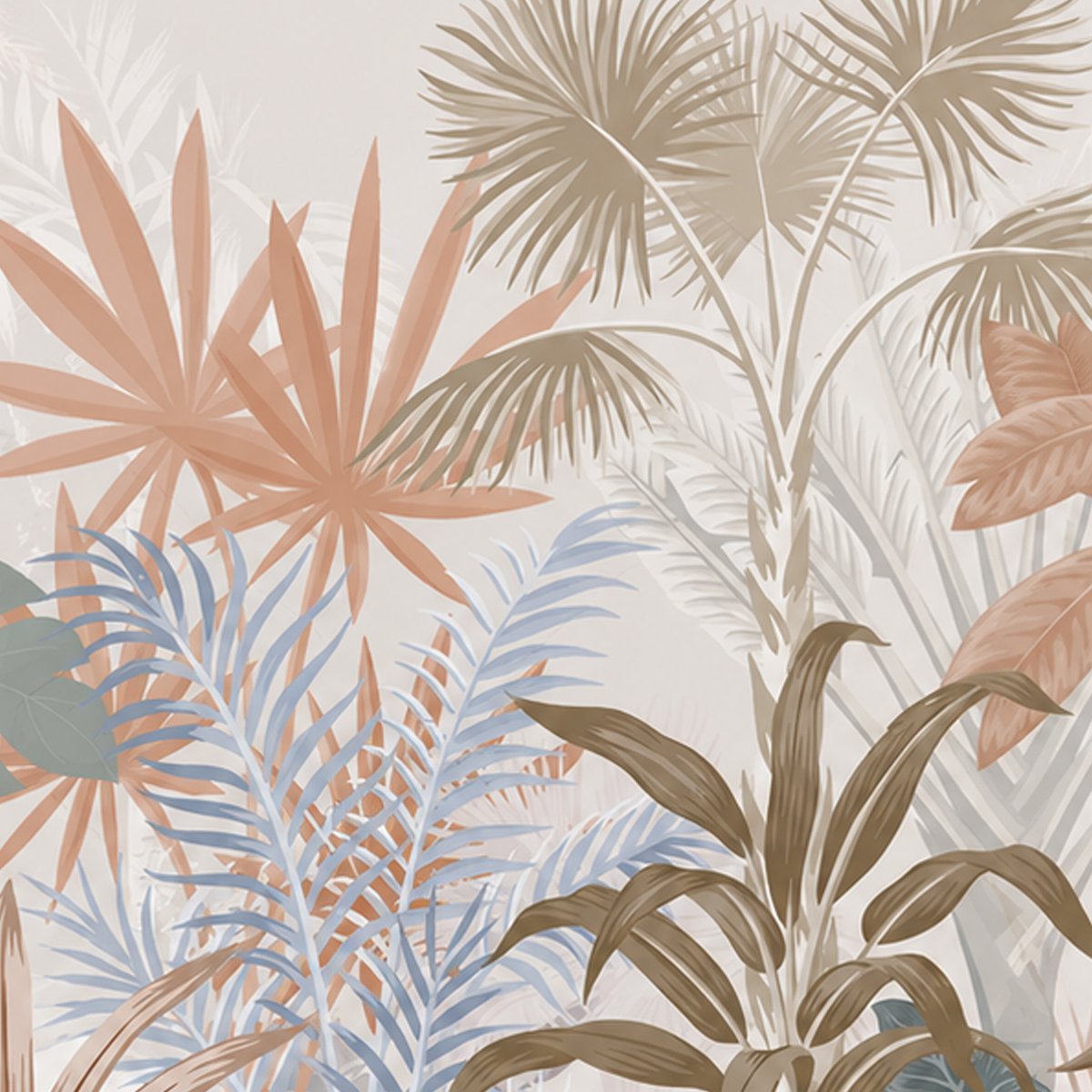 Pastel Tropical Botanical Wallpaper – Luxury Nature-Inspired Wall Mural thumb 4