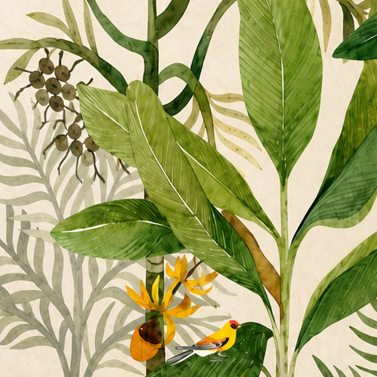 Tropical Paradise Birds Wallpaper – Luxury Botanical Wall Mural thumb 3