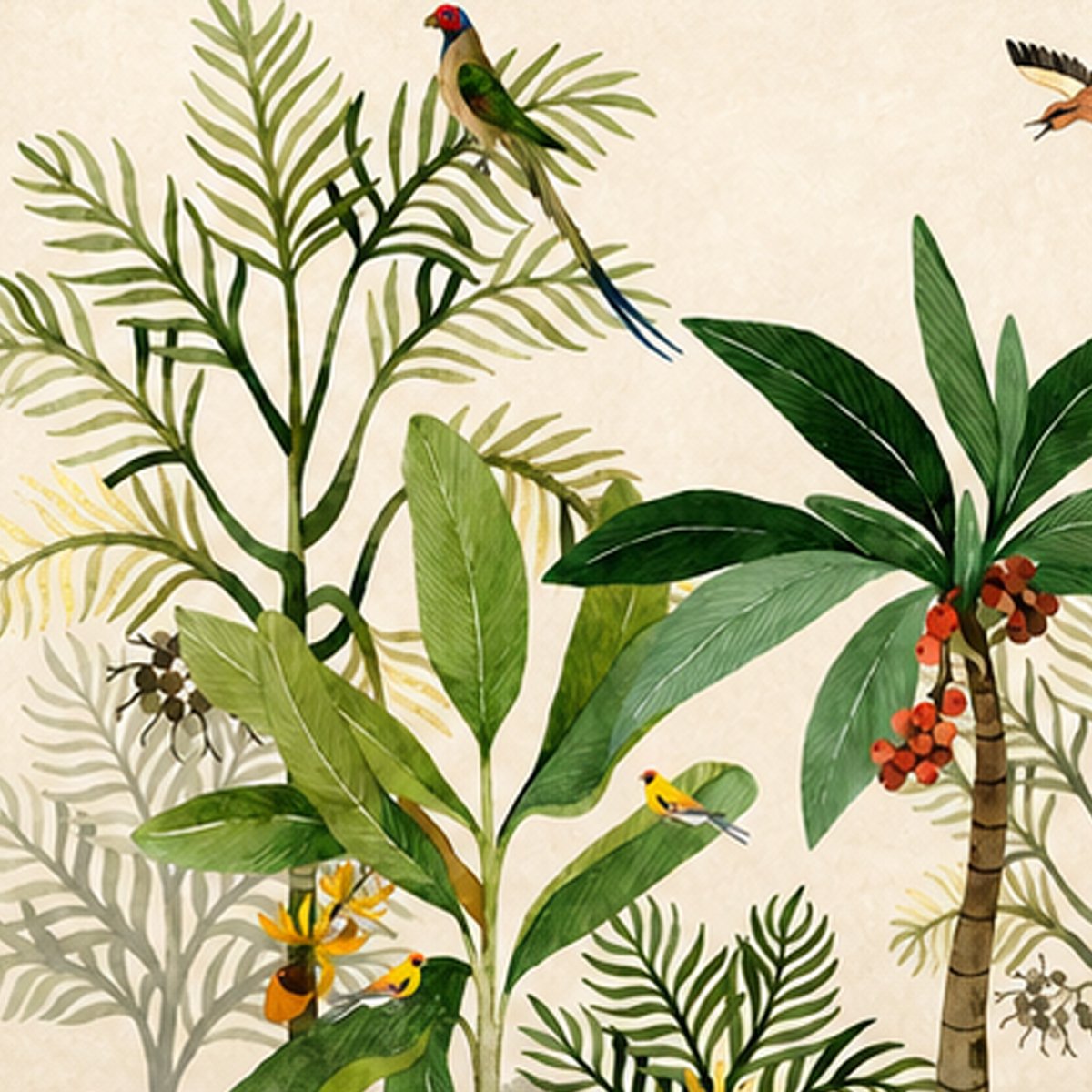 Tropical Paradise Birds Wallpaper – Luxury Botanical Wall Mural thumb 4