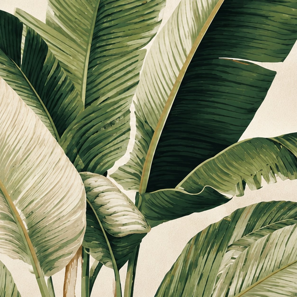 Elegant Green Tropical Banana Leaves Wallpaper | Botanical Wall Mural thumb 3