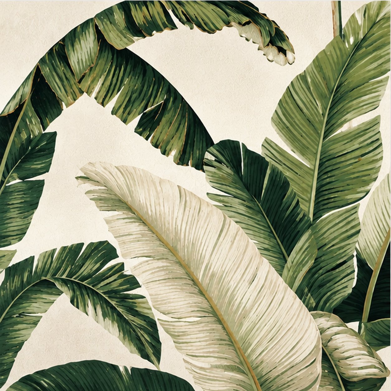Elegant Green Tropical Banana Leaves Wallpaper | Botanical Wall Mural thumb 4