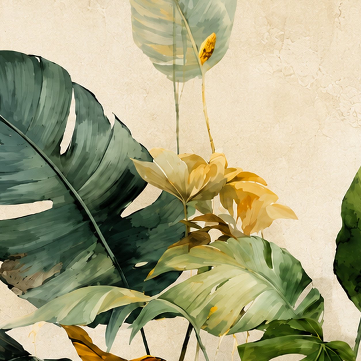 Luxury Monstera Tropical Wallpaper | Green Botanical Wall Mural thumb 4
