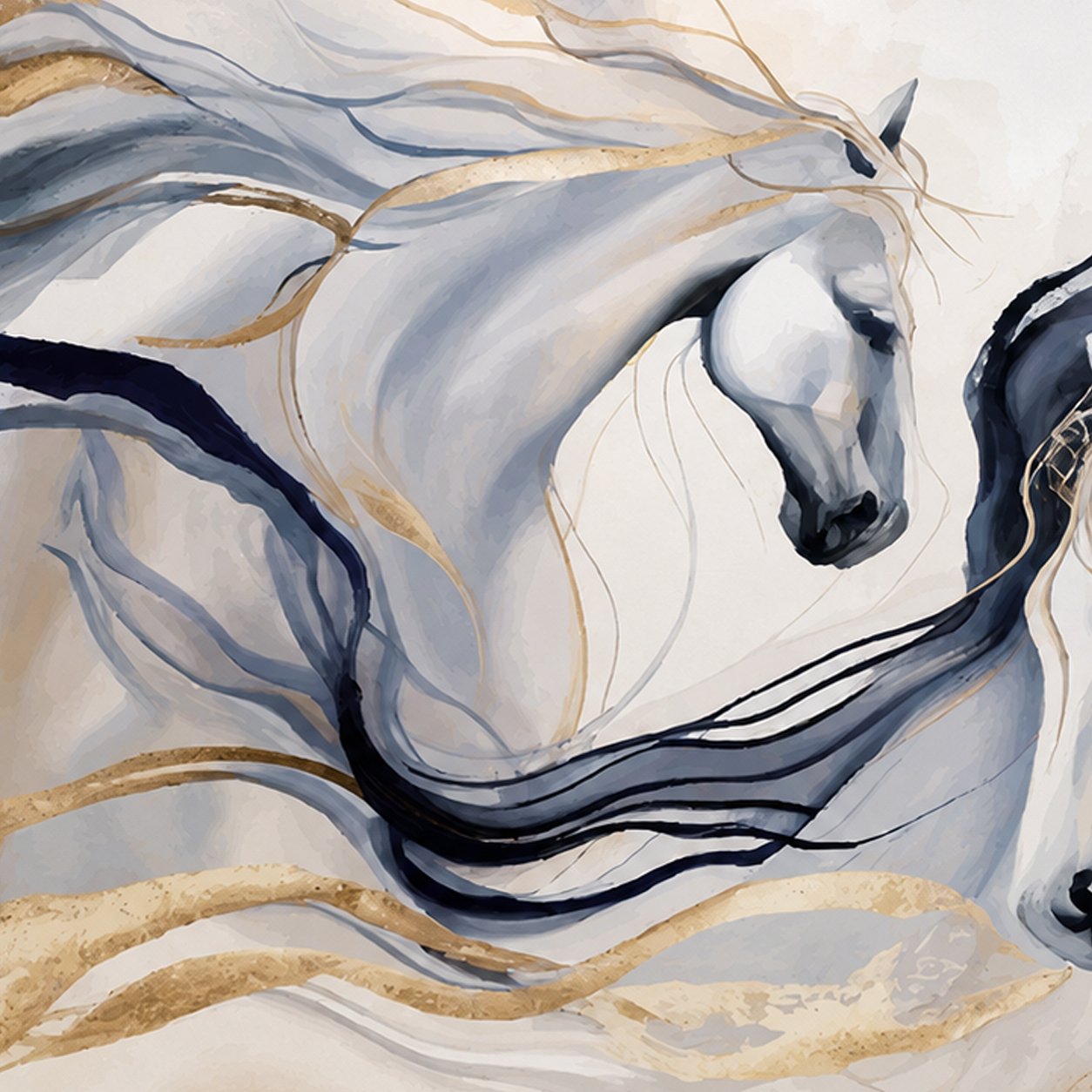 Majestic White Horses Canvas Wall Painting thumb 5