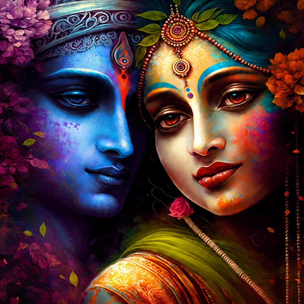 Divine Radha Krishna Premium Canvas Wall Painting thumb 4