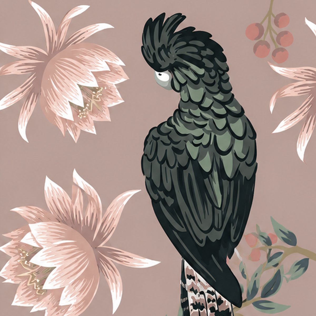 Blush Tropical Toucan & Cockatoo Botanical Wallpaper thumb 3