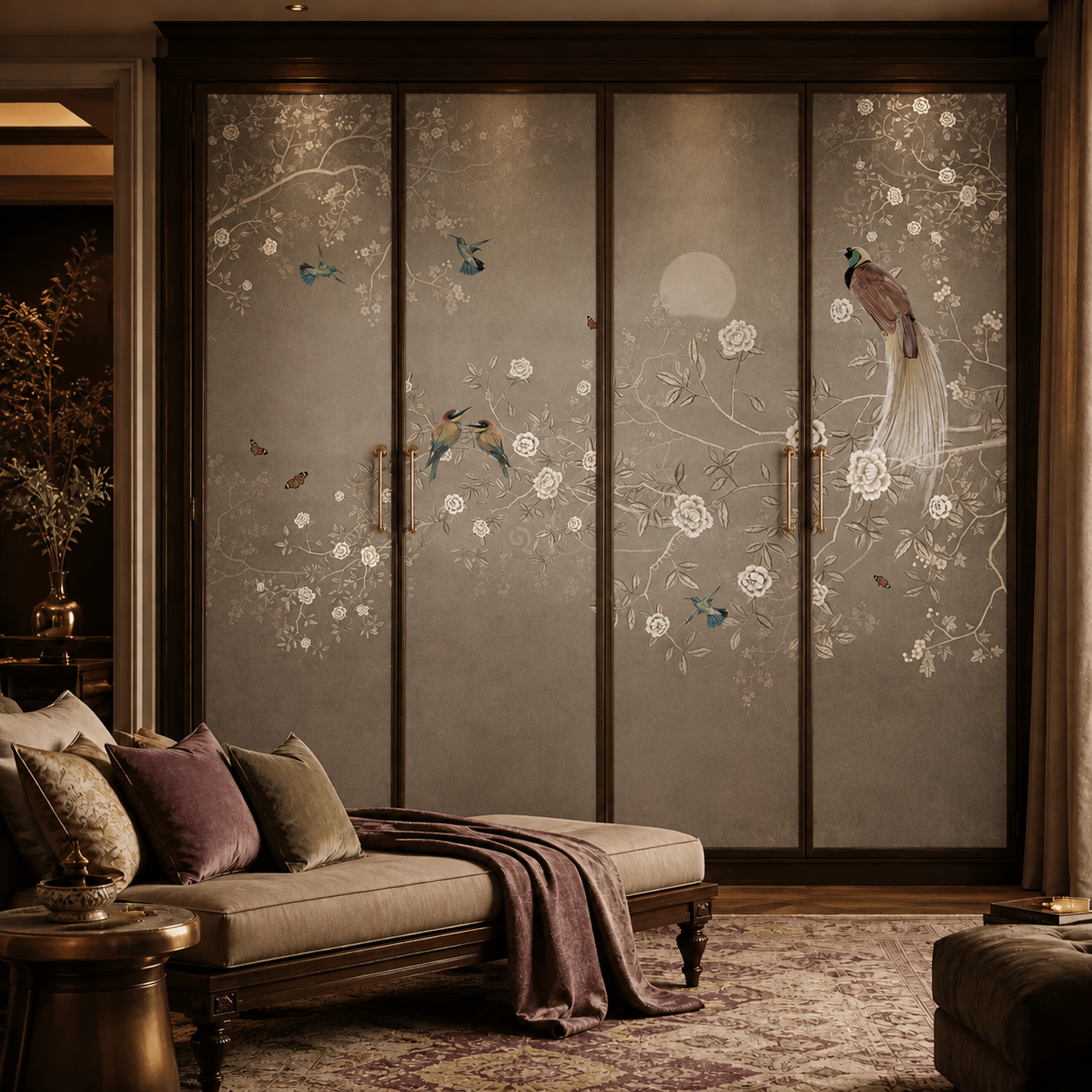 Vintage Oriental Bird & Blossom Wallpaper – Luxury Botanical Wall Mural thumb 3