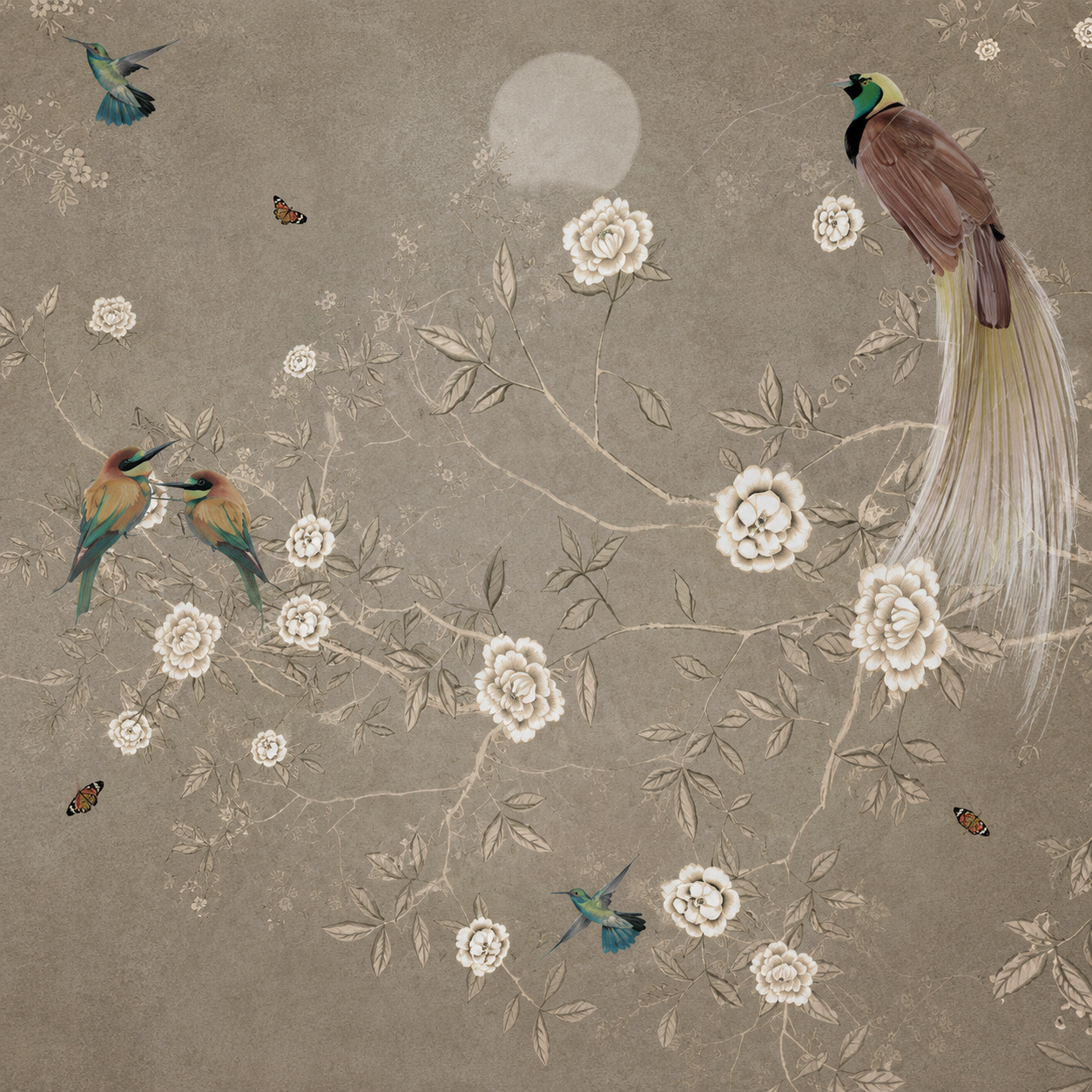 Vintage Oriental Bird & Blossom Wallpaper – Luxury Botanical Wall Mural thumb 4