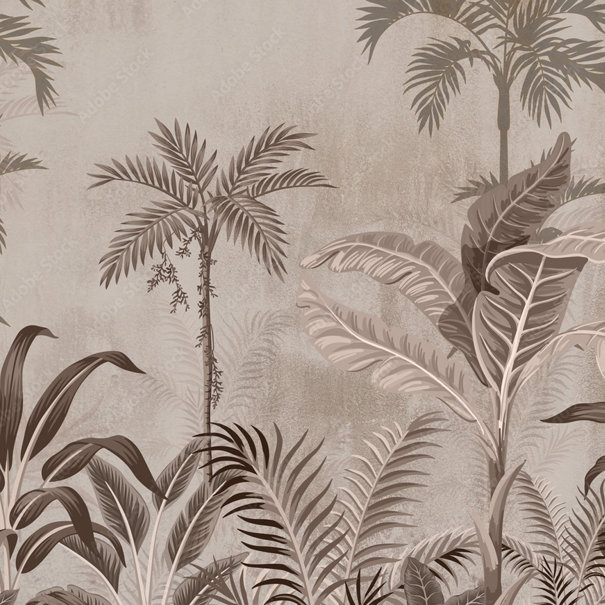 Vintage Tropical Palm Botanical Wallpaper – Luxury Monochrome Wall Mural thumb 4