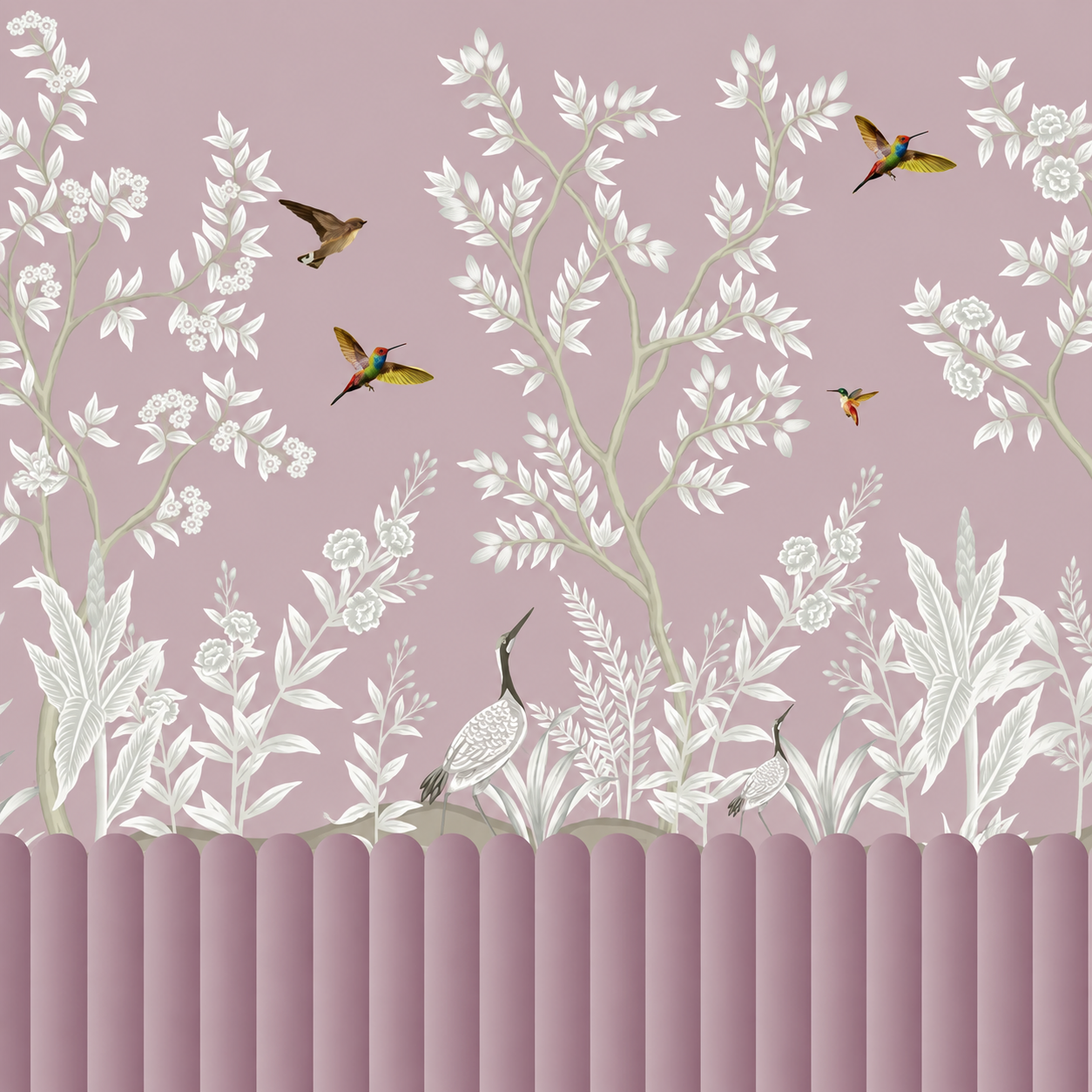 Blush Garden Birds Botanical Wallpaper – Luxury Floral Wall Mural thumb 2