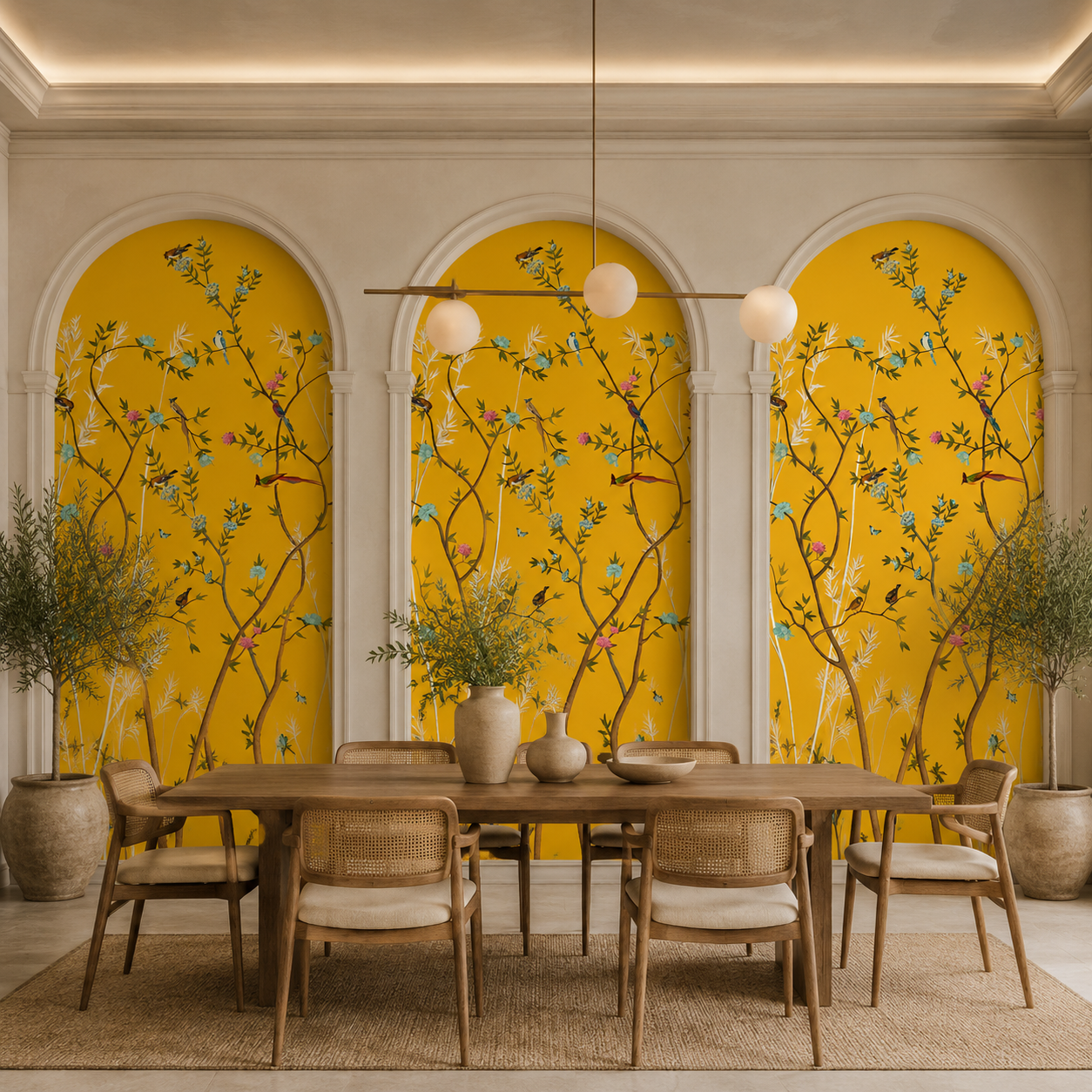 Sky Blue Botanical Birds Wallpaper – Luxury Nature Wall Mural thumb 5