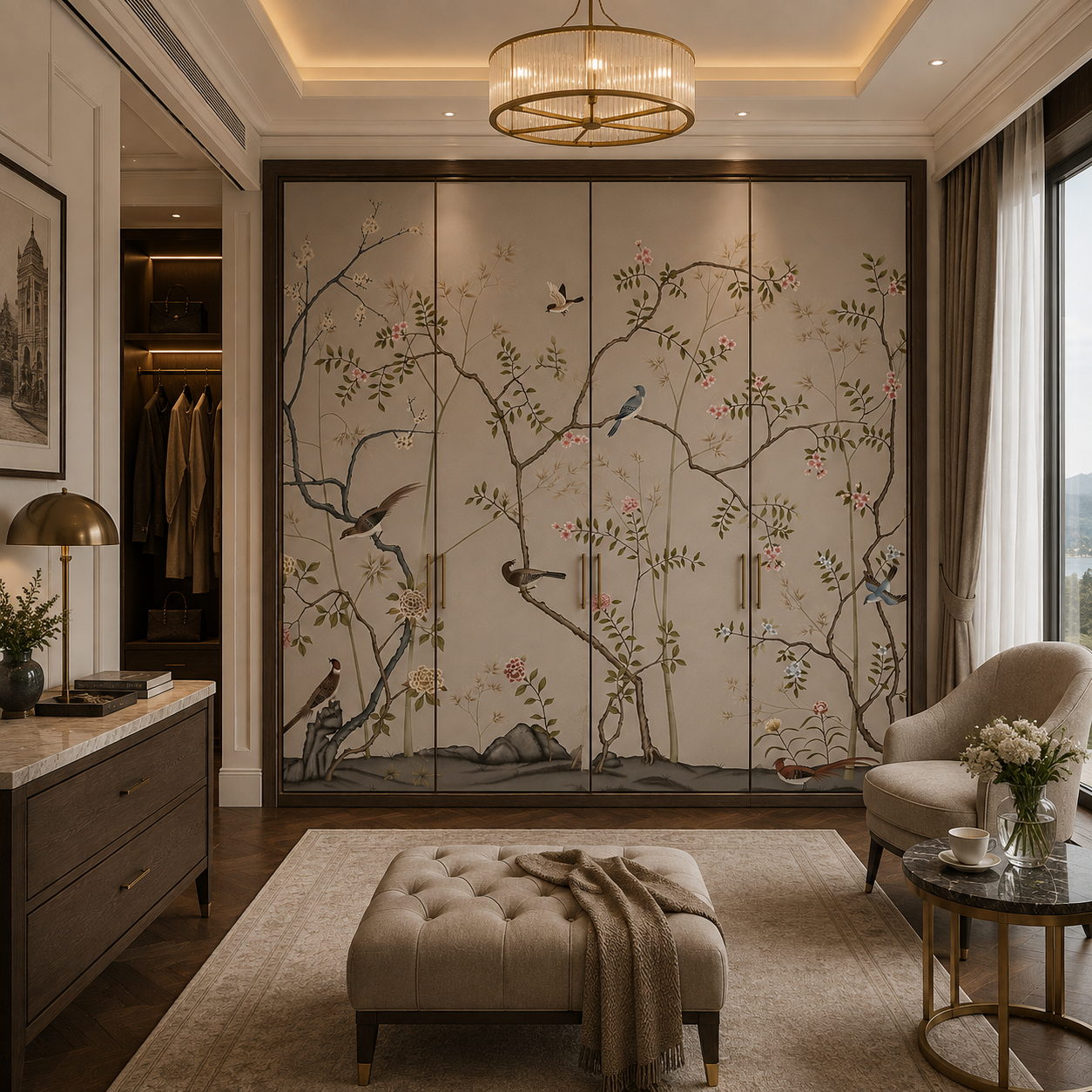 Elegant Chinoiserie Birds & Blossom Wallpaper – Luxury Botanical Wall Mural thumb 2