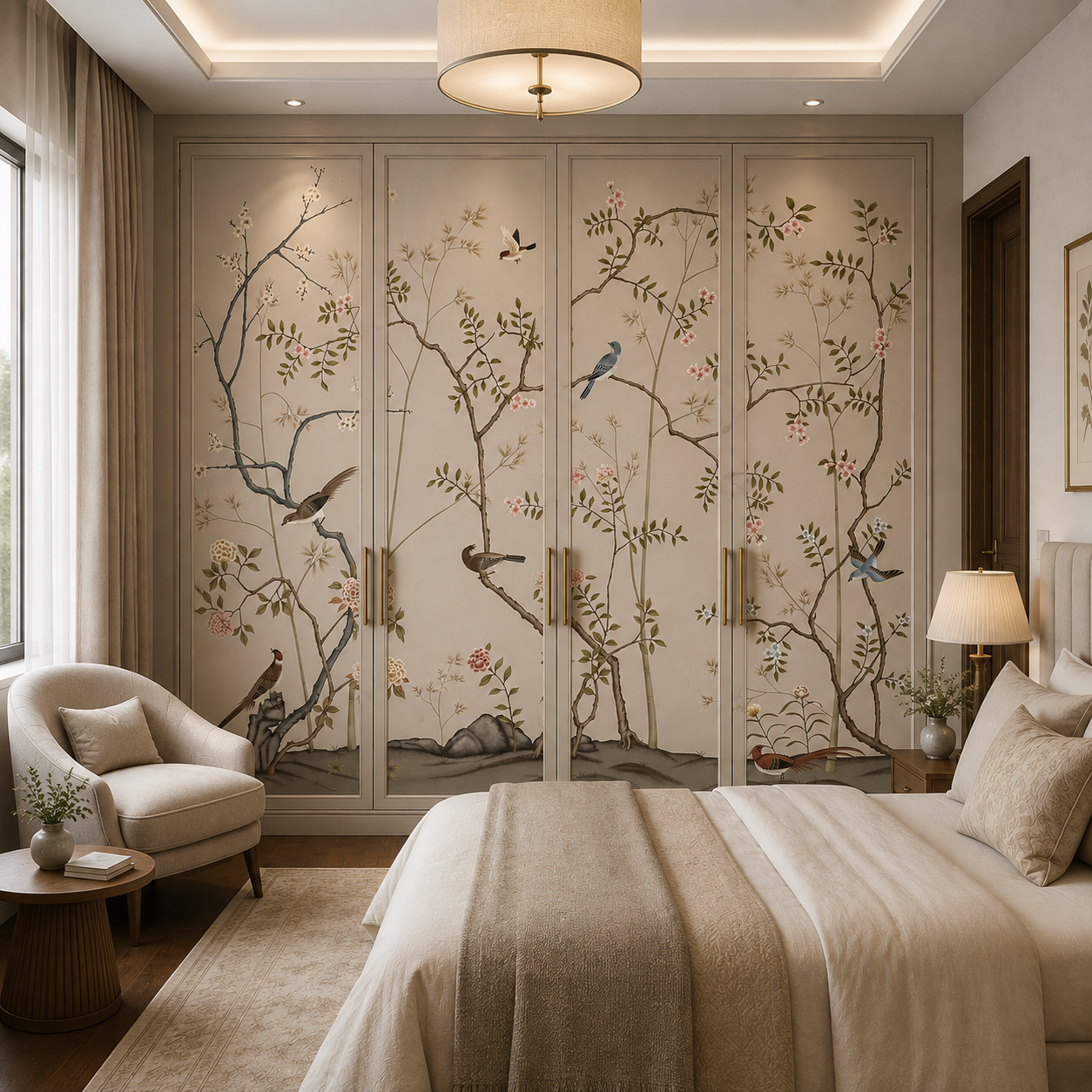 Elegant Chinoiserie Birds & Blossom Wallpaper – Luxury Botanical Wall Mural thumb 4