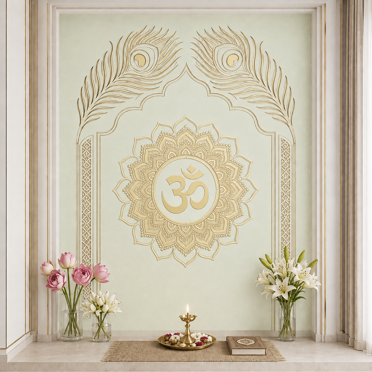 Golden Om Mandala Wallpaper | Luxury Spiritual Wall Mural thumb 2