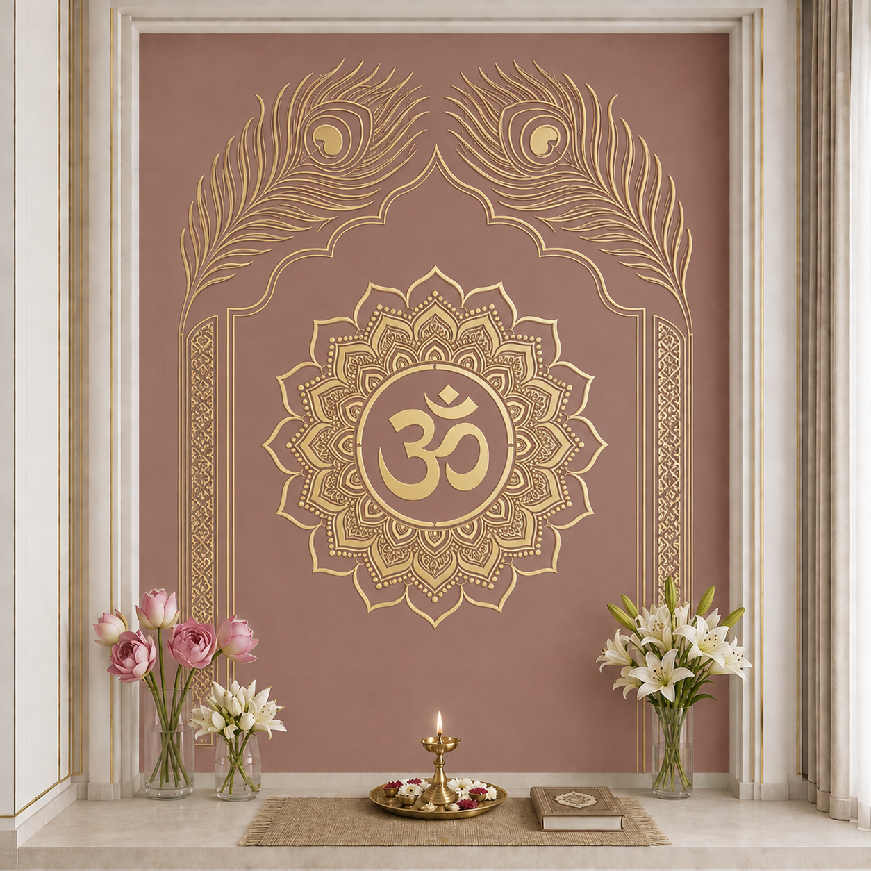 Golden Om Mandala Wallpaper | Luxury Spiritual Wall Mural thumb 3