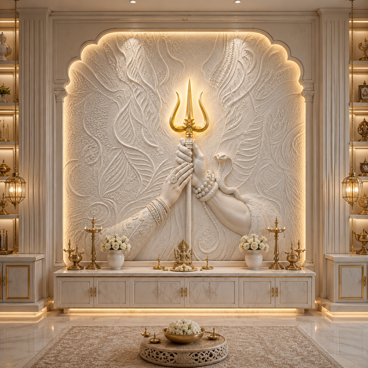 Divine Trishul 3D Emboss Wallpaper | Luxury Shiva-Inspired Wall Mural thumb 3