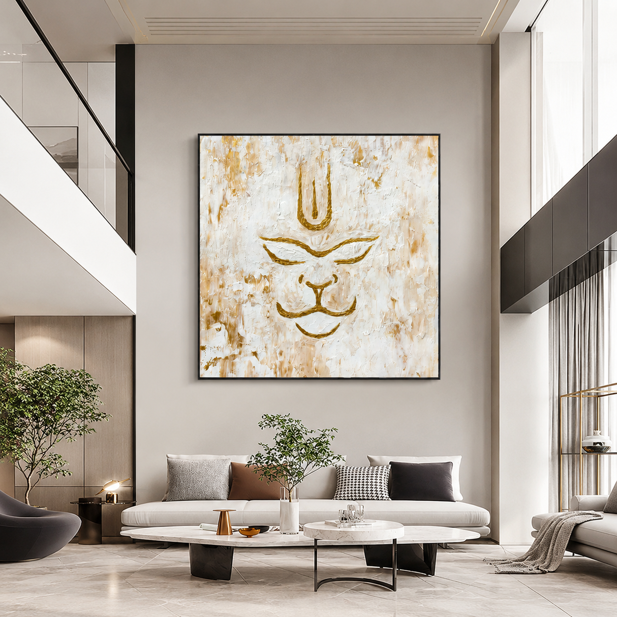 Divine Hanuman Golden Abstract Wall Art thumb 2