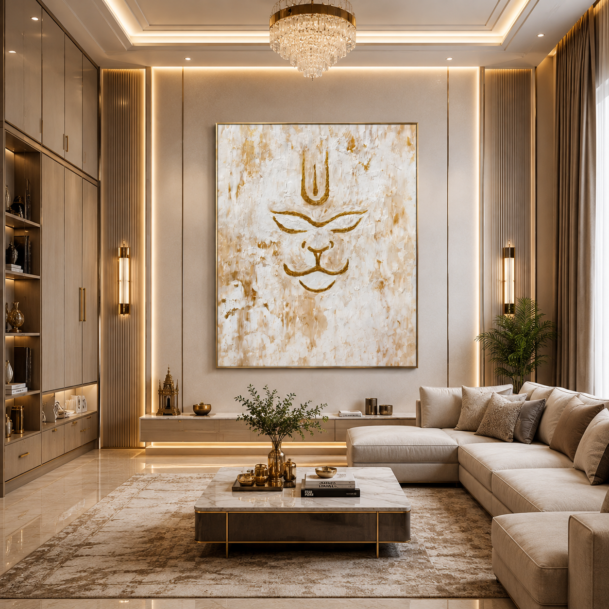 Divine Hanuman Golden Abstract Wall Art thumb 3