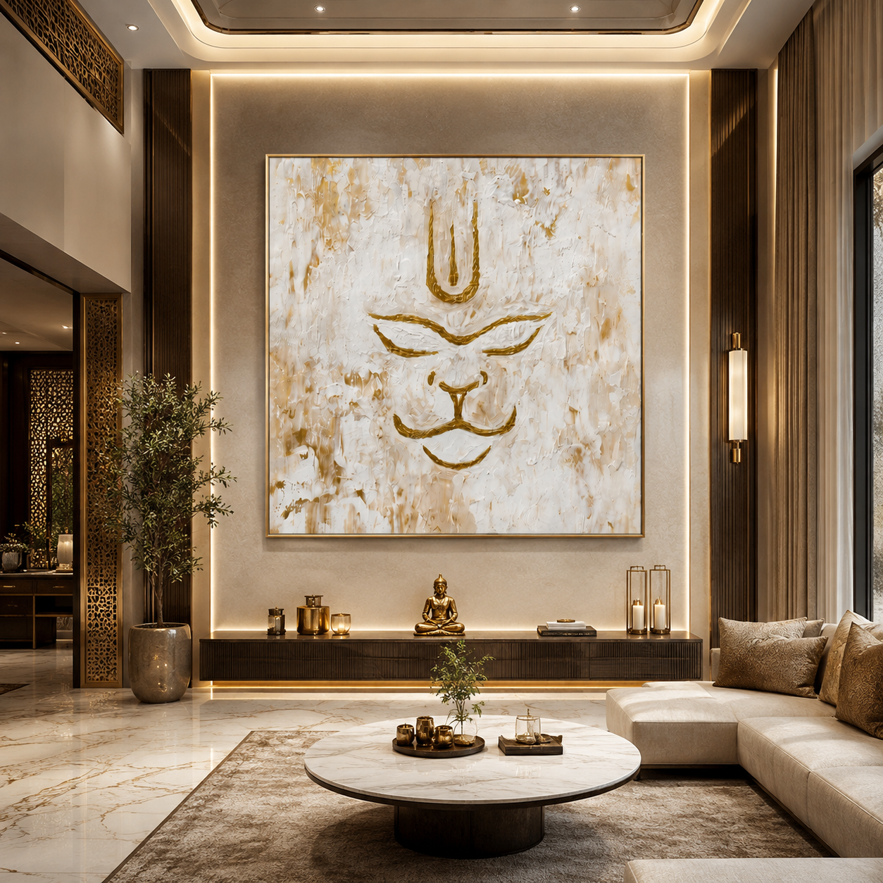 Divine Hanuman Golden Abstract Wall Art thumb 4